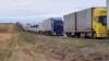 RUSSIA -- A line of cars in front of the Russian-Kazakh border