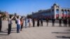More than 100 demonstrators gathered in Bishkek on October 14 to protest in support of independent media in Kyrgyzstan. 