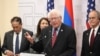 Armenia - Rep. David Price, head of a U.S. Congressional delegation, speaks at a news conference in the Armenian parliament, Yerevan, October 18, 2022
