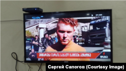 Сергей Сапогов дает интервью грузинскому ТВ 