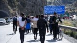 Georgia -- Russian citizens crosses the Georgian border. Kazbegi checkpoint. Larsi valley.