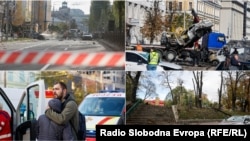 Kiev, după atacurile rusești cu rachete în dimineața zilei de 10 octombrie 2022 (fotomontaj: Radio Svoboda).