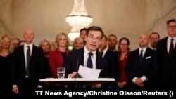 Ulf Kristersson predstavlja svoj kabinet, Štokholm, Švedska, 18. oktobar 2022.