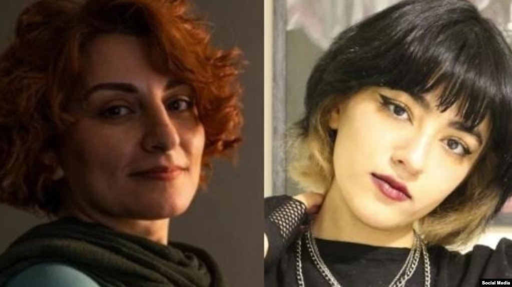 نیکا شاکرمی از کشته‌شدگان اعتراضات (سمت راست) و آتش شاکرمی، خاله او