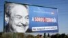 A Soros Györgyöt bíráló kormányzati propagandakampány keretében kirakott plakátok egyike Magyarországon