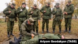 Мобилизованные в армию РФ проходят подготовку в Московской области, 1 октября 2022 года