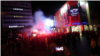 Celebration in Banja Luka at central square after the election. 