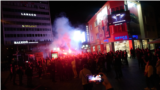 Celebration in Banja Luka at central square after the election. 