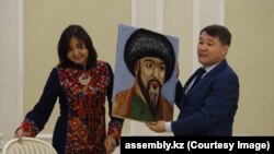 KAZAKHSTAN -- Nietbay Urazbaev (R), chairman of the Karakalpak ethnic cultural association of the Mangistau region.