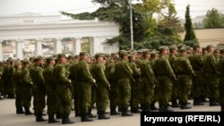 Митинг, посвященный проводам военнослужащих, мобилизованных на войну в Украине. Севастополь, 27 сентября 2022 года
