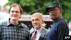  Куентин Тарантино с Кристоф Валц и един от другите си обичани артисти Самюел Джаксън, Холивуд, 2014 година 