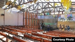 تصویر ار محل انفجار در مرکز آموزشی کاج در کابل