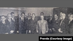 N. Hrușciov la întâlnirea cu jurnaliștii americani. Imagine preluata din “Pravda”, 18 Iulie 1962