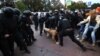 Russian police detain a protester during a rally against a mobilization announced in September.
