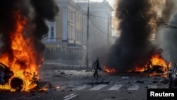 Последствия российского ракетного удара в центре Киева, 10 октября 2022 года