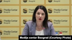 Jelena Trivić na konfereniciji za novinare u Beogradu, 11. oktobar 2022.