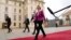 European Commission President Ursula von der Leyen arrives for a meeting of the European Political Community at Prague Castle on October 6.