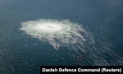 Gas bubbles from the leak in the Nord Stream 2 pipeline spread over an area larger than 1 kilometer near Bornholm, Denmark, on September 27.