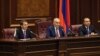 Armenia - Russian State Duma speaker Sergey Naryshkin (L) speaks at a meeting on Eurasian integration, Yerevan, 31Mar2015.