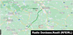 Зеленым обозначена трасса Лисичанск-Бахмут, а красным – направления, с которых к ней прорываются русские войска