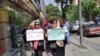 Afghan women protest against the Taliban decree on enforcing compulsory face coverings for women in public.