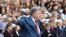 Ukrainian President Petro Poroshenko speaks during a visit to the Kharkiv region on September 1