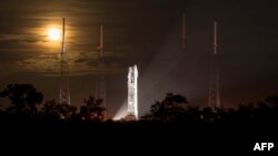 The United Launch Alliance Atlas V rocket with NASA’s Mars Atmosphere and Volatile Evolution (MAVEN) spacecraft onboard at the Cape Canaveral Air Force Station Space Launch Complex 41 in Cape Canaveral on November 17