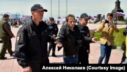 Алексей на одной из протестных акций