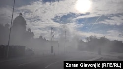 Požar u šatorskom naselju ispred Doma Narodne skupštine, Beograd, 22. oktobar 2025.