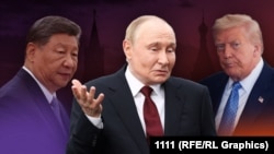 Фотоколаж. Президент КНР Сі Цзіньпін (зліва), президент Росії Володимир Путін (у центрі), президент США Дональд Трамп (справа)