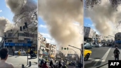 Кадри от видеозаписи, запечатали стълбове дим над Техеран и разпространени в социалните мрежи в Иран, чиято автентичност е потвърдена от АФП, 28 февруари 2026 г.