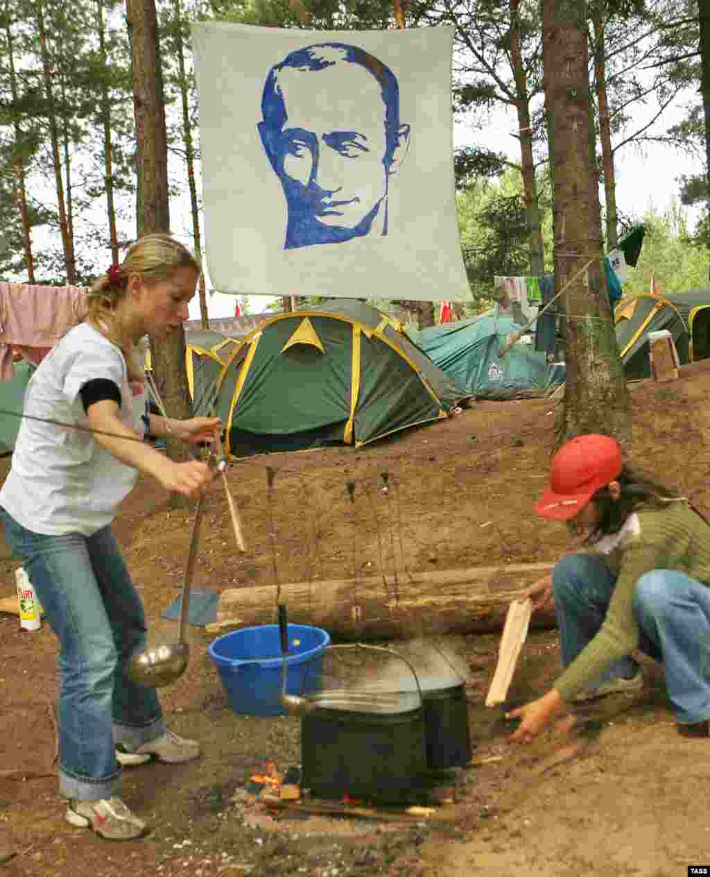 Political Camp - The image of President Vladimir Putin is evident everywhere at the camp. 