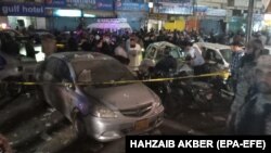 عکس : صحنه انفجار شهر کراچی پاکستان