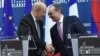 Armenia - Armenian Foreign Miniser Zohrab Mnatsakanian (R) and his French counterpart Jean-Yves Le Drian shake hands after talks in Yerevan, 28 May 2018.
