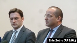 Ministri Orsat Miljenić i Nikola Selaković u Zagrebu, 12. ožujak 2013.