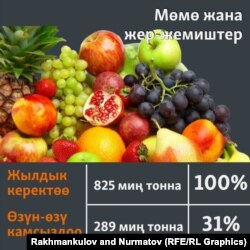 Кыргызстандын мөмө жана жер-жемишти керектөөсү жана өндүрүшү. 2021-жылдын жыйынтыгы боюнча салыштыруу.