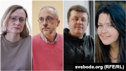 Iryna Leushyna (left), Dzmitry Navazhylau (second from left), Andrey Alyaksandrau (second from right), and Iryna Zlobina have rejected the charges against them. 