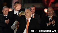 Orbán Viktor a választási győzelem estéjén, 2022. április 3-án