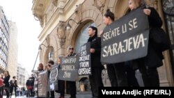 Akcija povodom 30 godina od početka rata u Bosni i Hercegovini i opsade Sarajeva, Beograd, 6. april, 2022.