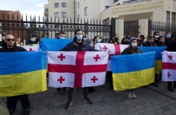 Акция грузинских активистов в поддержку Украины