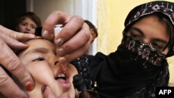 An Afghan health worker drops polio vaccine into the mouth of a child during a vaccination campaign in Kabul in 2009. It's still unclear whether a young woman shot dead in eastern Afghanistan recently was working on such a campaign and, if so, if that is why she was killed.