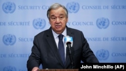 Генеральний секретар ООН Антоніу Ґутерріш. Нью-Йорк, 22 лютого 2022 