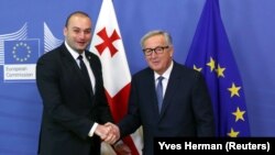 Жан-Клод Юнкер и премьер-министр Грузии Мамука Бахтадзе в Брюсселе, 21 ноября 2018 г.