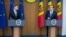 Vasile Tofan (dreapta) cu comisarul european pentru economie Valdis Dombrovskis la Chișinău, vineri, 2 octombrie. 