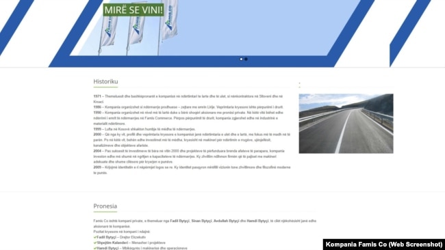 Historiku në uebfaqet e dy kompanive