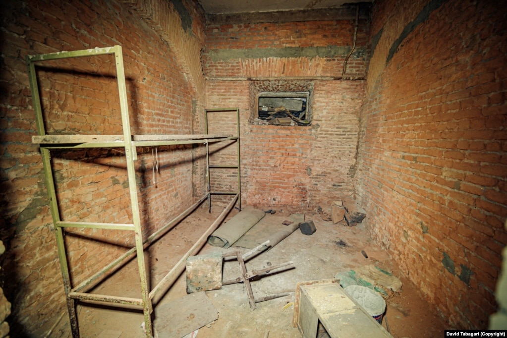 The inside of a cell believed to have held prisoners during the Soviet era.