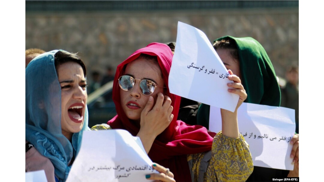 Afghan women protesting in Kabul.