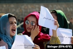 Afghan women protesting in Kabul.