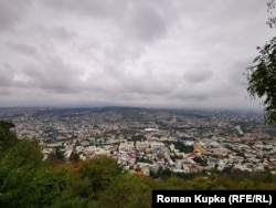 A view of the Georgian capital, Tbilisi, from Mount Mtatsminda.