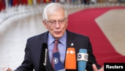 Șeful diplomației europene, Josep Borrell la începutul summit-ului UE de la Bruxelle, 21 octombrie 2021.